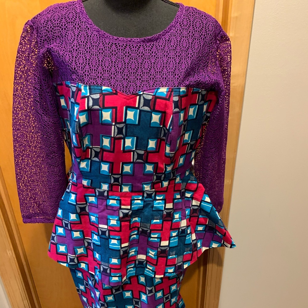 50% off For Black History Month 
Ankara African Lace Infused Skirt Set